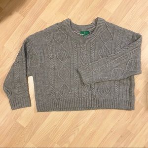 Gray Chunky Cropped Sweater
